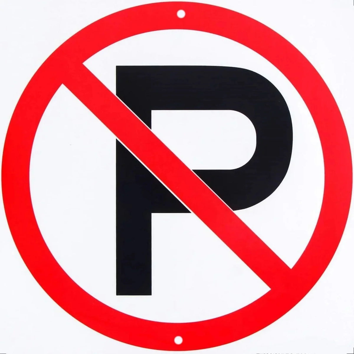 panneau signalisation interdiction stationner métal rond rouge blanc garage décoration murale extérieur voiture interdit
