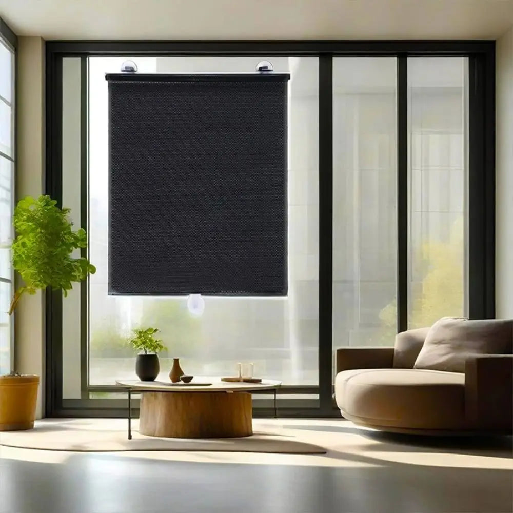 store rouleau noir maille fine moderne clips magnétiques tissu opaque 125x68cm 125x58cm 125x50cm 125x45cm