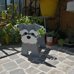 cache pot chien forme cartoon blanc beige marron noir rose vert détails visage plante
