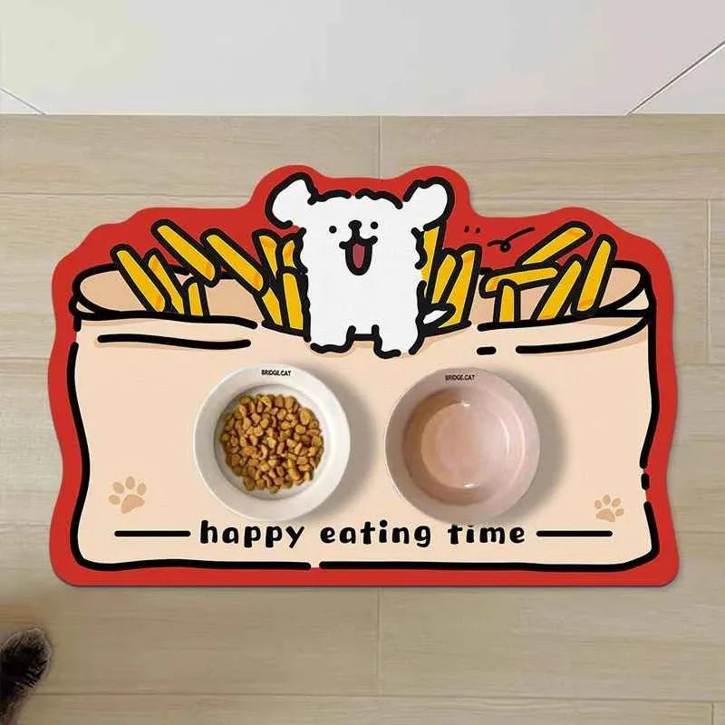 tapis repas antidérapant chien chat lavable imperméable motif nourriture animaux compagnie