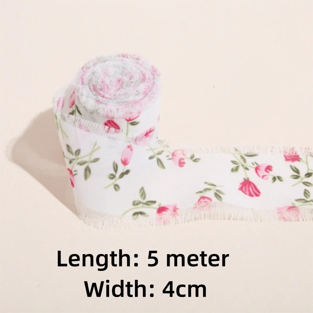 ruban décoratif classique fleurs feuilles franges blanc rose vert bleu marron adhésif 5mètres largeur4cm