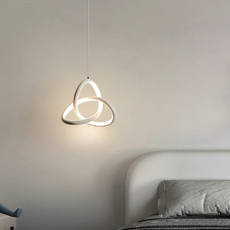 Suspension lumineuse moderne minimaliste anneau entrelacé noir blanc doré chambre salon hall
