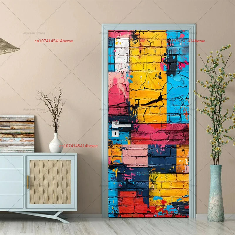 Autocollant porte frigo cuisine abstrait