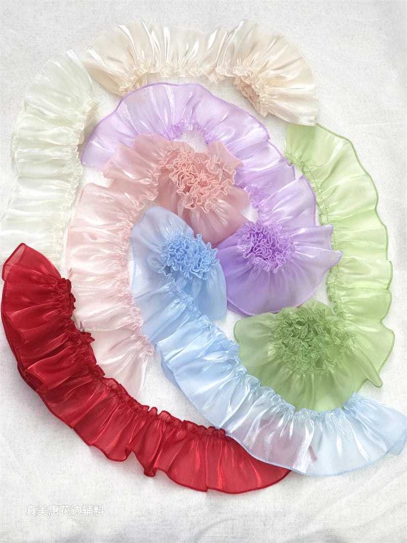 rubans ruchés élastiques cheveux décoratifs rouge bleu vert rose violet opaques