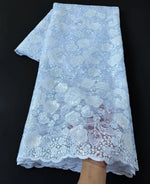 tissu dentelle brodée fleurs sequins bleu marine turquoise violet rose blanc mariage écologique