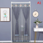 rideau porte anti moustiques blanc jaune violet rose broderie cerfs fleurs transparent classique ruban