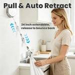 porte serviette rétractable clip adhésif mural moderne argenté serviette blanche utilisation multiple salle bain
