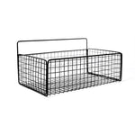 paniers métalliques noir maille fine adhésif minimaliste stockage cuisine salle bain sans perçage