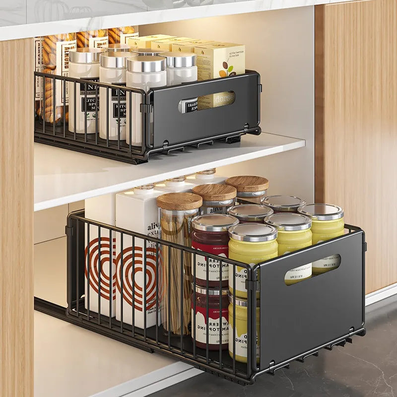 paniers rangement noir clips fixation moderne utilisation multiple réutilisable métal domestique cuisine storage multifonctionnel