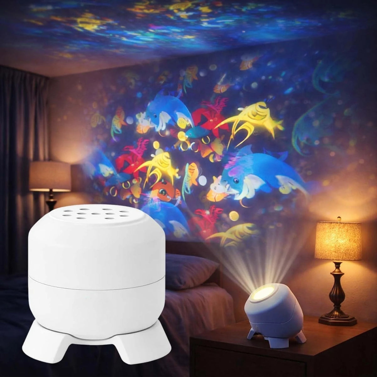 veilleuse led projecteur poissons étoiles chambre enfant blanc moderne deco chambre