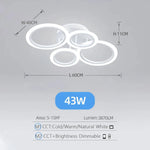 lustre led moderne plafonnier anneau concentrique télécommande contrôle app facile