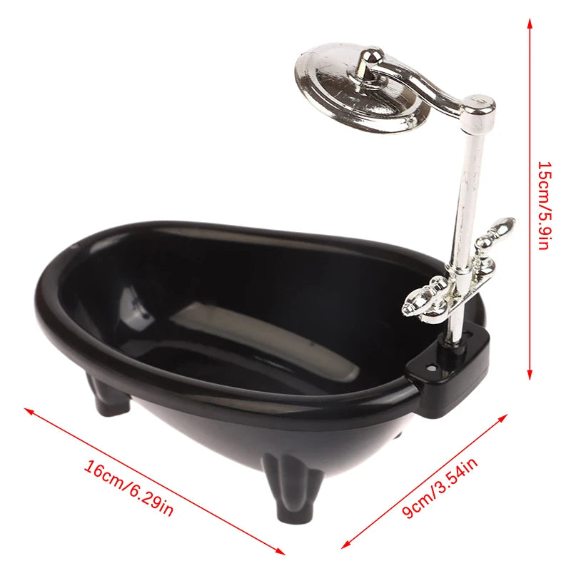 sèche cheveux miniature miroir doré baignoire plateau savonnette flacons serviettes tapis bain petite salle