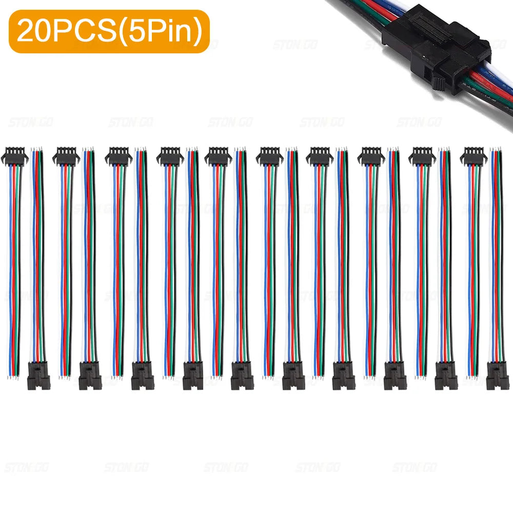 câbles électrique connecteurs mâle femelle 24v 2pin 3pin 4pin 5pin noir rouge vert