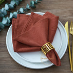 serviettes coton 40x40cm réutilisables beige clair texture classique anneau doré restaurant maison party