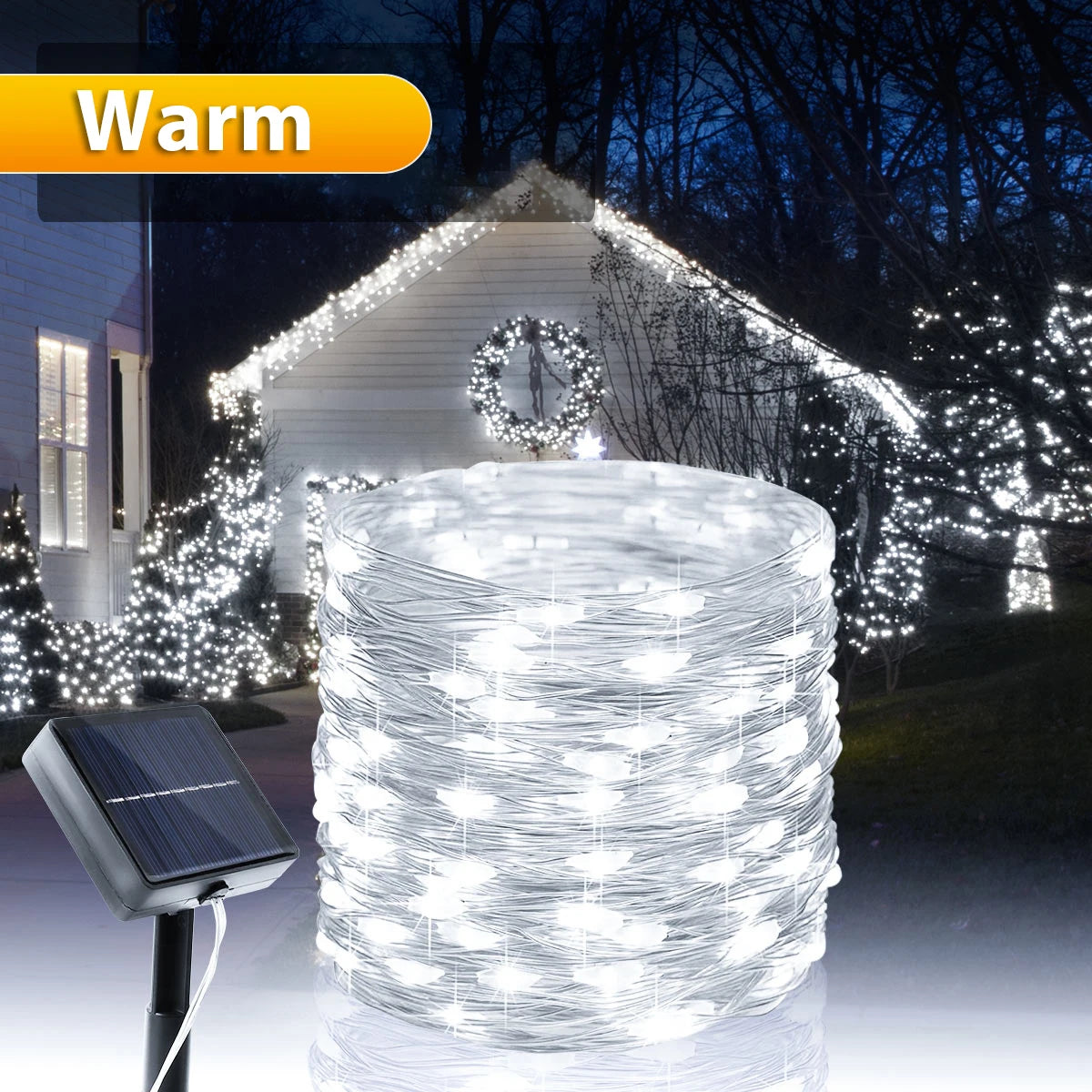 guirlande lumineuse solaire dorée modes étanches noël extérieure moderne decoration jardin led fil cuivre