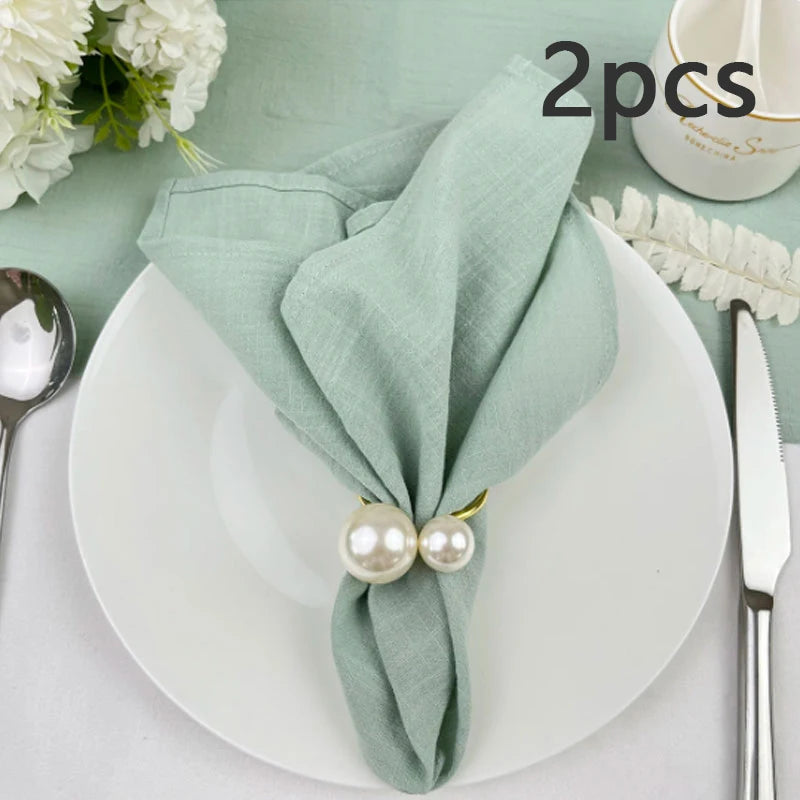 serviettes vert pastel texture lin classique 40x40cm pack 12 réutilisables maison restaurant