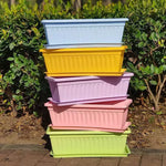 bac fleurs moderne rayures horizontales blanc jaune rose vert marron plastique jardinageintérieur
