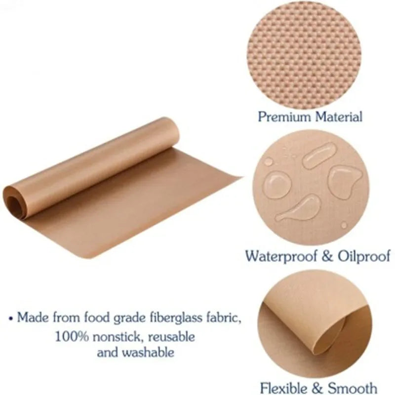 tapis cuisson réutilisable tissu fibre verre non stick 30x40cm beige marron utilitaire cuisine