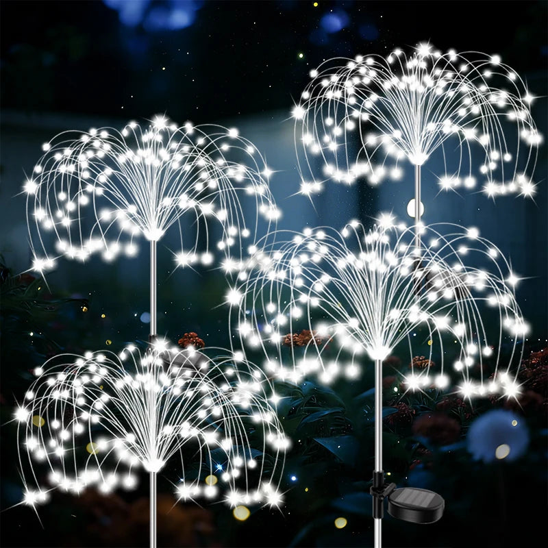 guirlande lumineuse solaire moderne blanc doré multicolore pissenlit extérieure patio jardin balcon