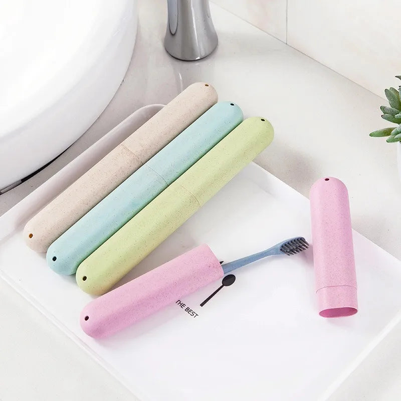 boîte rangement réutilisable moderne brosse dents rose bleu vert beige
