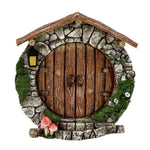 décoration extérieure porte fée bois feuilles pierre adhésif bienvenue fantaisie rustique jardin ornement