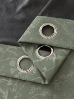 rideau vert olive motif végétal opacité moderne anneau métallique bordure décorative salon chambre coucher