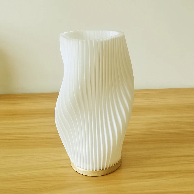 lampe table moderne blanc rayures verticales opacité base plate câble électrique chambre étude