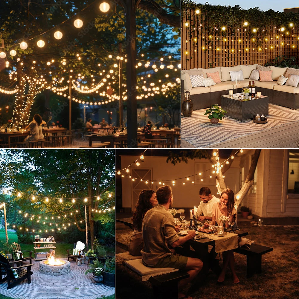guirlande lumineuse solaire filaments apparents 15m 25 ampoules edison suspendue extérieure