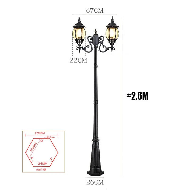 lampadaire vintage doré élégant détails sculptés extérieur ip65 led classiqueextérieur
