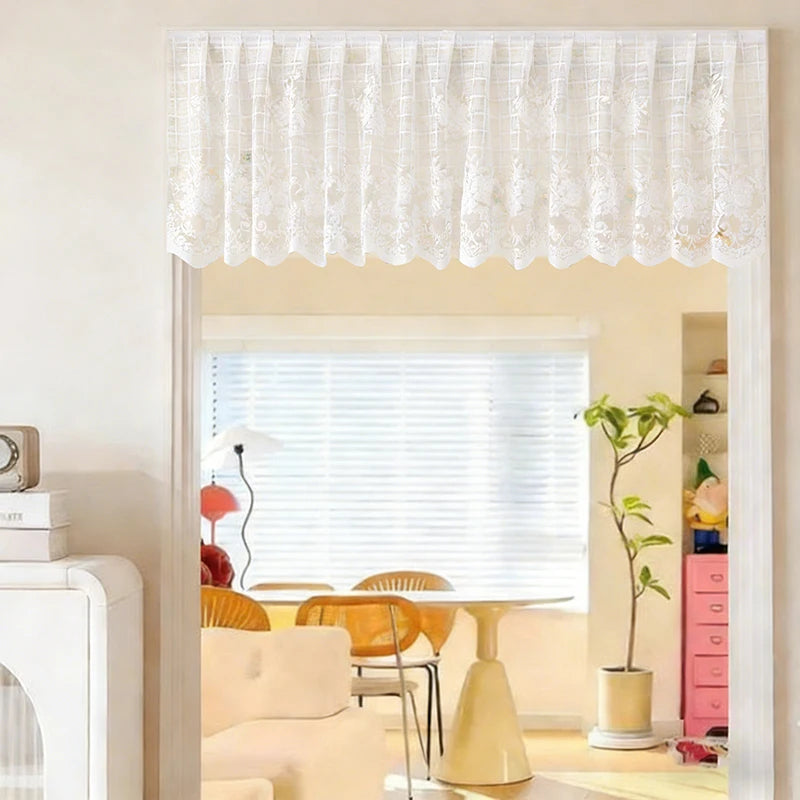 rideau dentelle motif floral cerises blanc rouge vert translucide japonais coréen enfantin chambre porte
