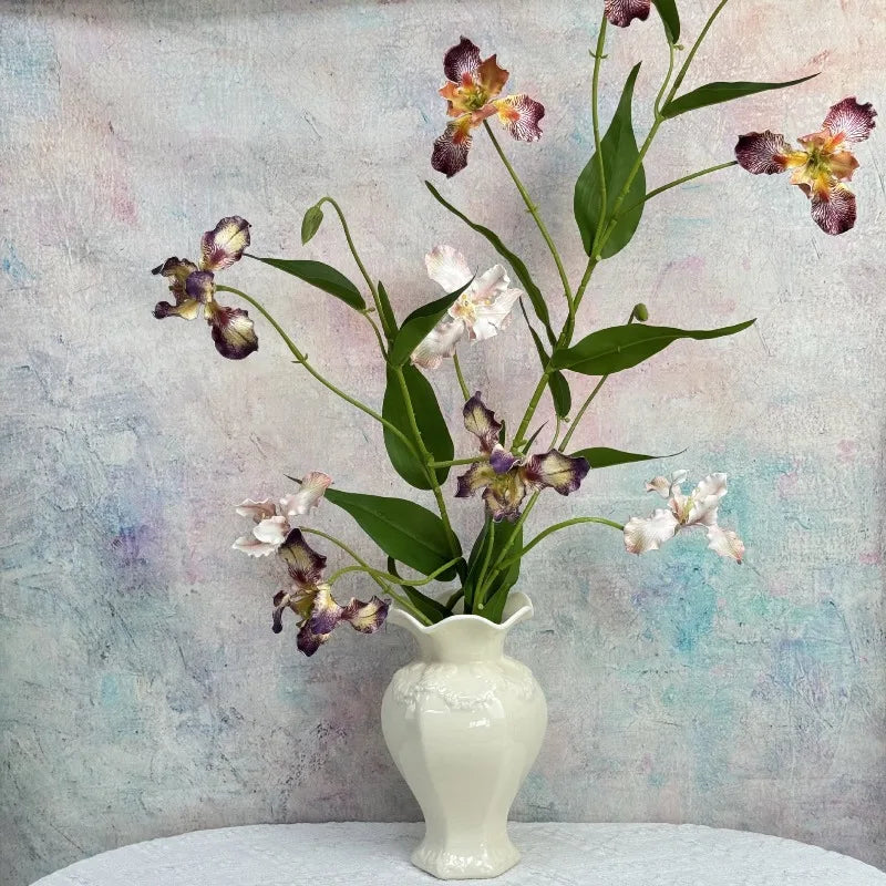 fleurs artificielles soie violette jaune blanche modernes decoration maison anniversaire mariageintérieur