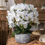 décoration intérieure orchidée artificielle blanc vert feuilles lisses moderne minimaliste maison mariage anniversaire