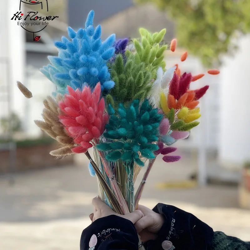 décoration maison bouquets plumes séchées naturelles bleu vert rose orange