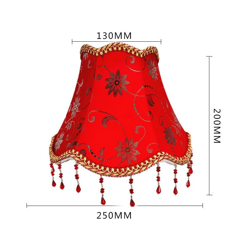abat jour tissu floral broderie franges beige luxe décoration lampe table murale moderne