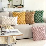 housse coussin hiver super douce peluche 100 polyester blanc beige rose verte moderne 45x45cm