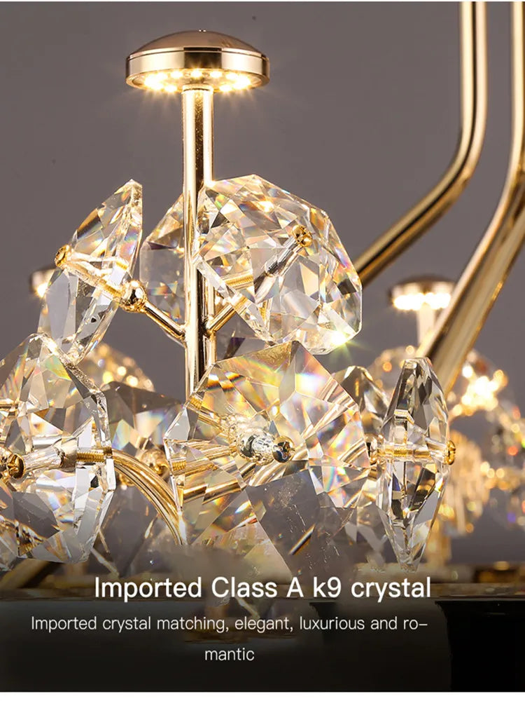 lustre suspendu cristal brillant doré élégant salon chambre 2000 82000 lumens 90 260V