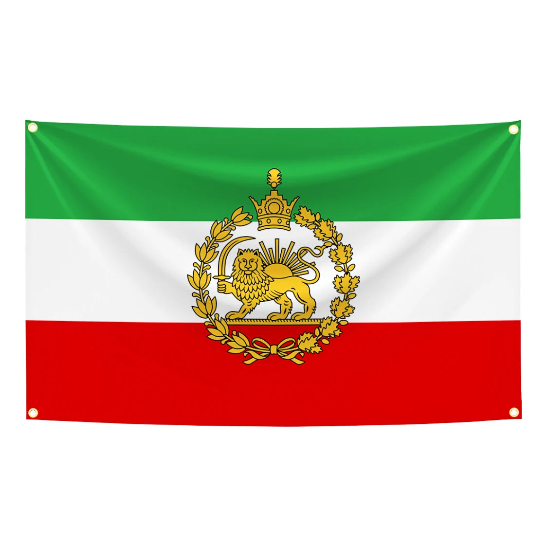 drapeau iran impérial historique décoration murale polyester couronne lion emblème ancien