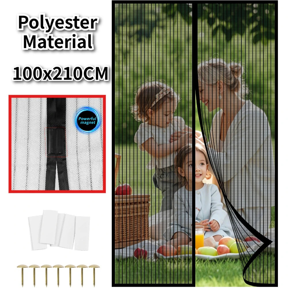 rideau moustiquaire porte aimants noir maille fine moderne anti moustiques automatique