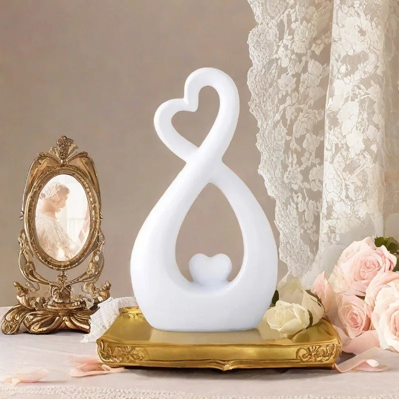 ornement résine blanc coeur moderne sculpture décoration intérieure valentin salonOpaque