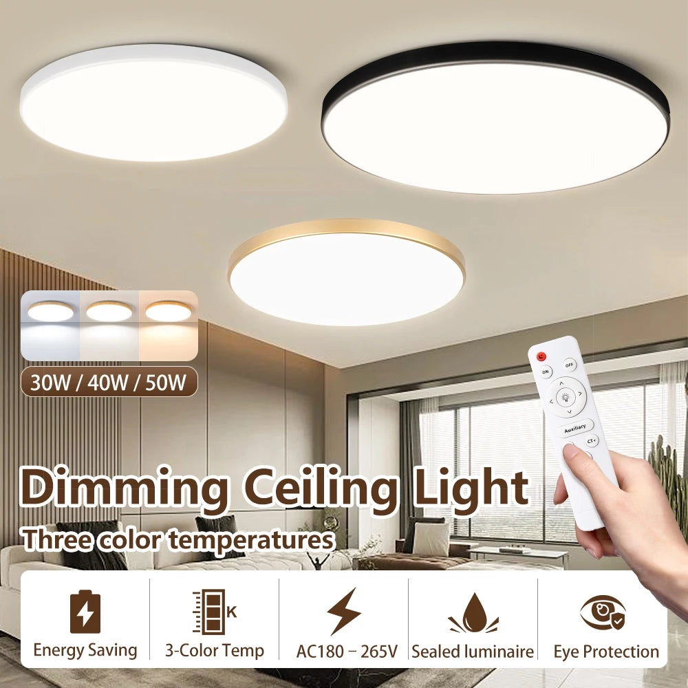 plafonnier led blanc doré moderne télécommande 30w 40w 50w étanche