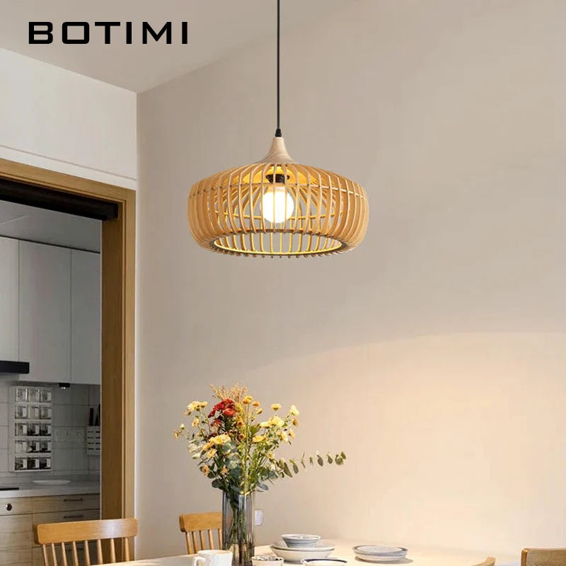suspension lumineuse bois beige clair moderne minimaliste câble noir ajouré conique chambre salon étude