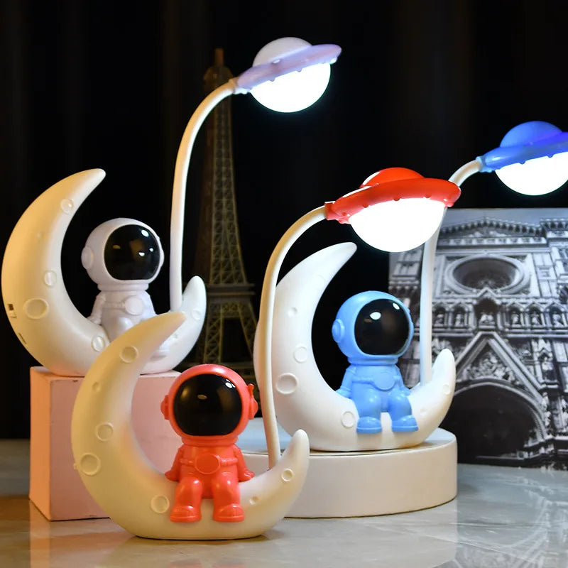 veilleuse led lampe astronaute lune rechargeable table decoration moderne chambre enfants spatial