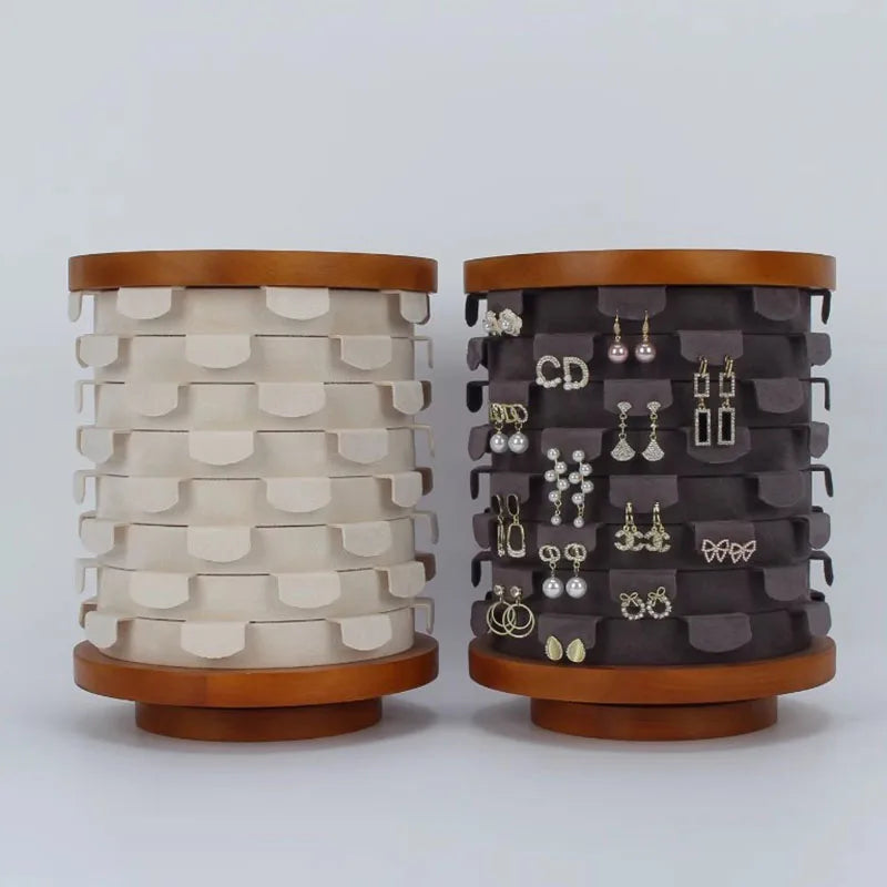 présentoir bijoux bois rotation 360 degrés clips moderne minimaliste blanc marron festival cadeau anniversaire