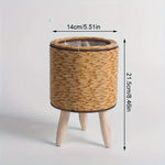 jardinière tressée moderne rustique cache pot bois naturel plante verte decoration interieur exterior