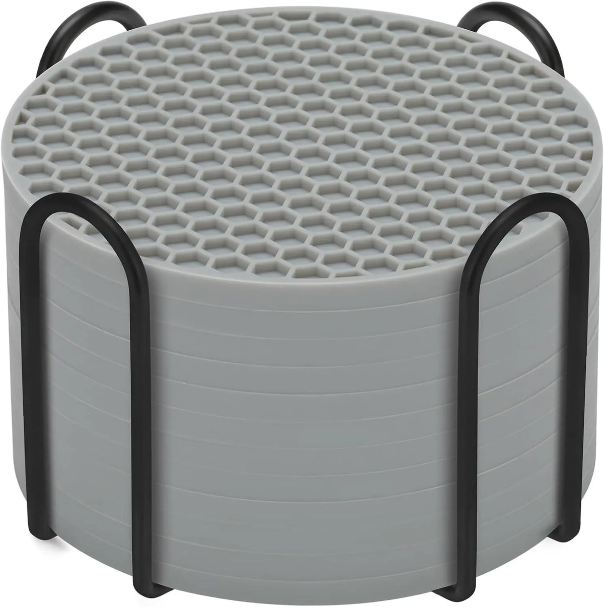 coasters silicone gris moderne antidérapants hexagonaux pack 12pcs tasses chaudes froides respectueux environnement