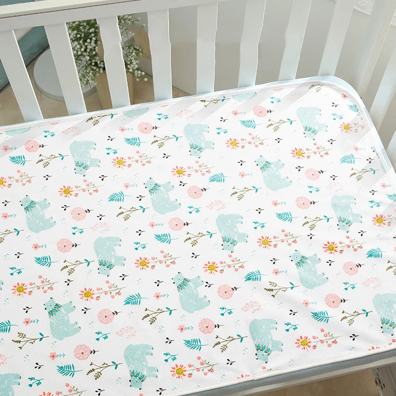 drap berceau imperméable coton reutilisable rayures ours lapins animaux coeurs clips