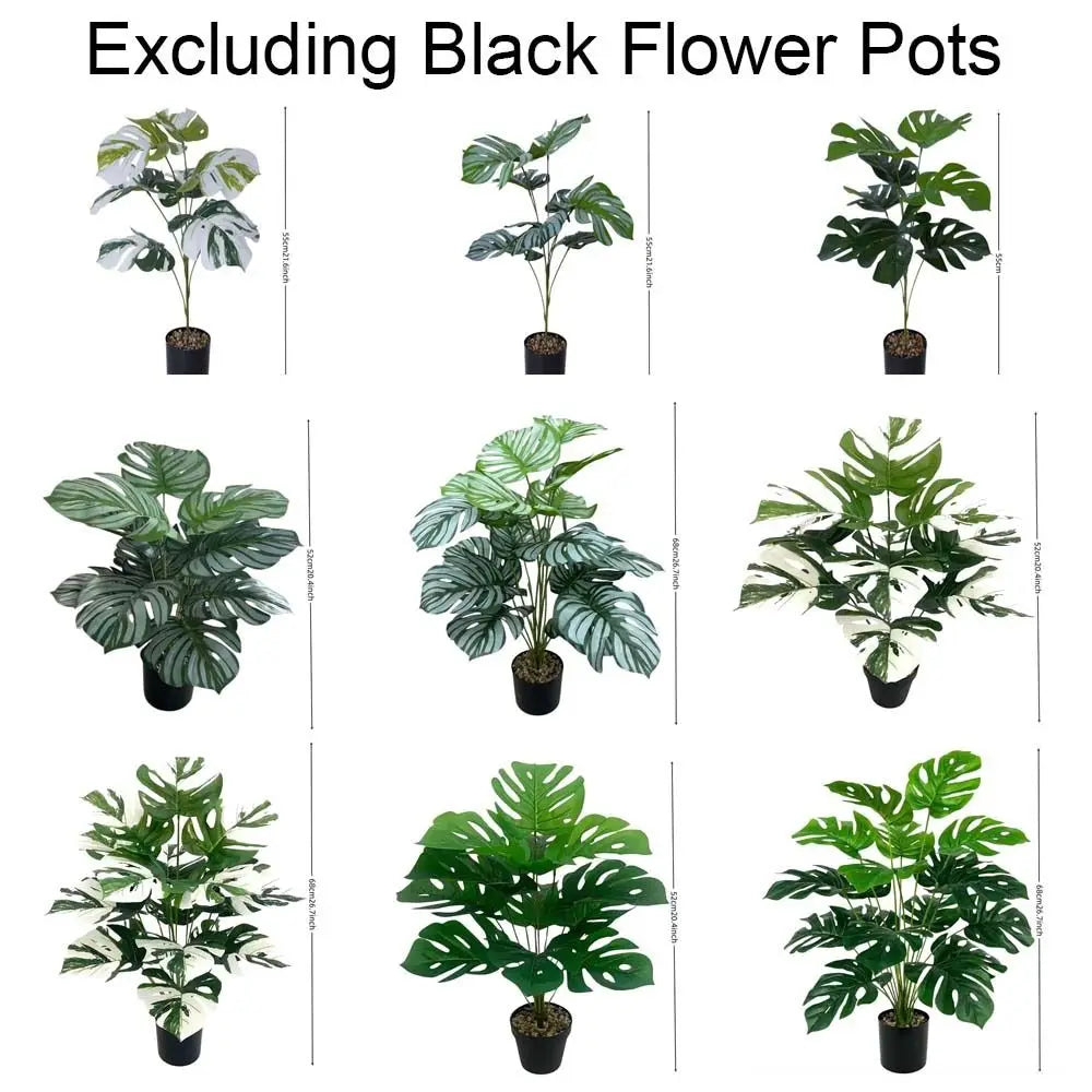 plantes artificielles grandes feuilles vertes blancs moderne tropicale décoration mur extérieur accrochées