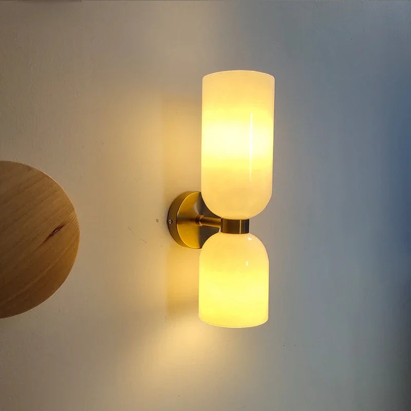 lampe murale led verre moderne bleu blanc doré minimaliste fixée mur transparent