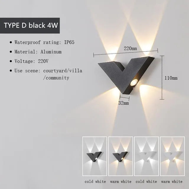 applique murale led noir contemporaine 4w 6w 7w interrupteur bouton geometrique simple