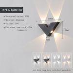 applique murale led noir contemporaine 4w 6w 7w interrupteur bouton geometrique simple